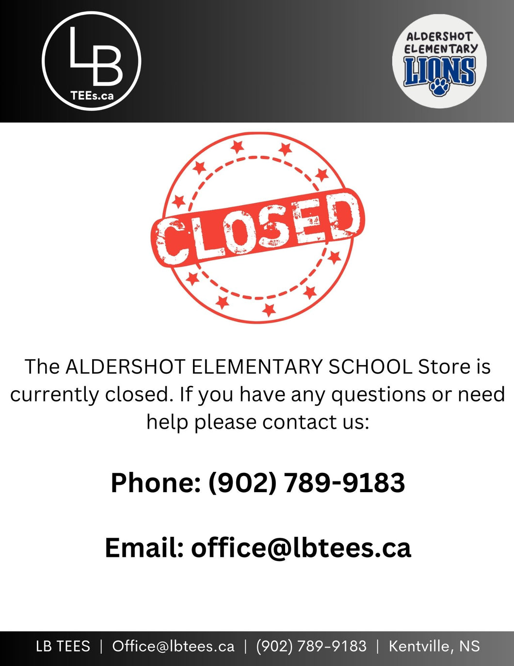 Aldershot Elementary - Online Store Closed