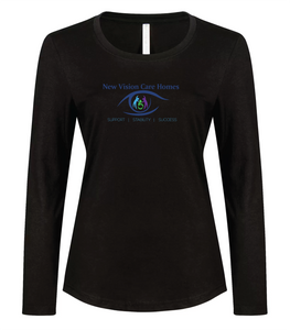 New Vision RING SPUN LONG SLEEVE LADIES' TEE (Left Chest or Full Front Logo)