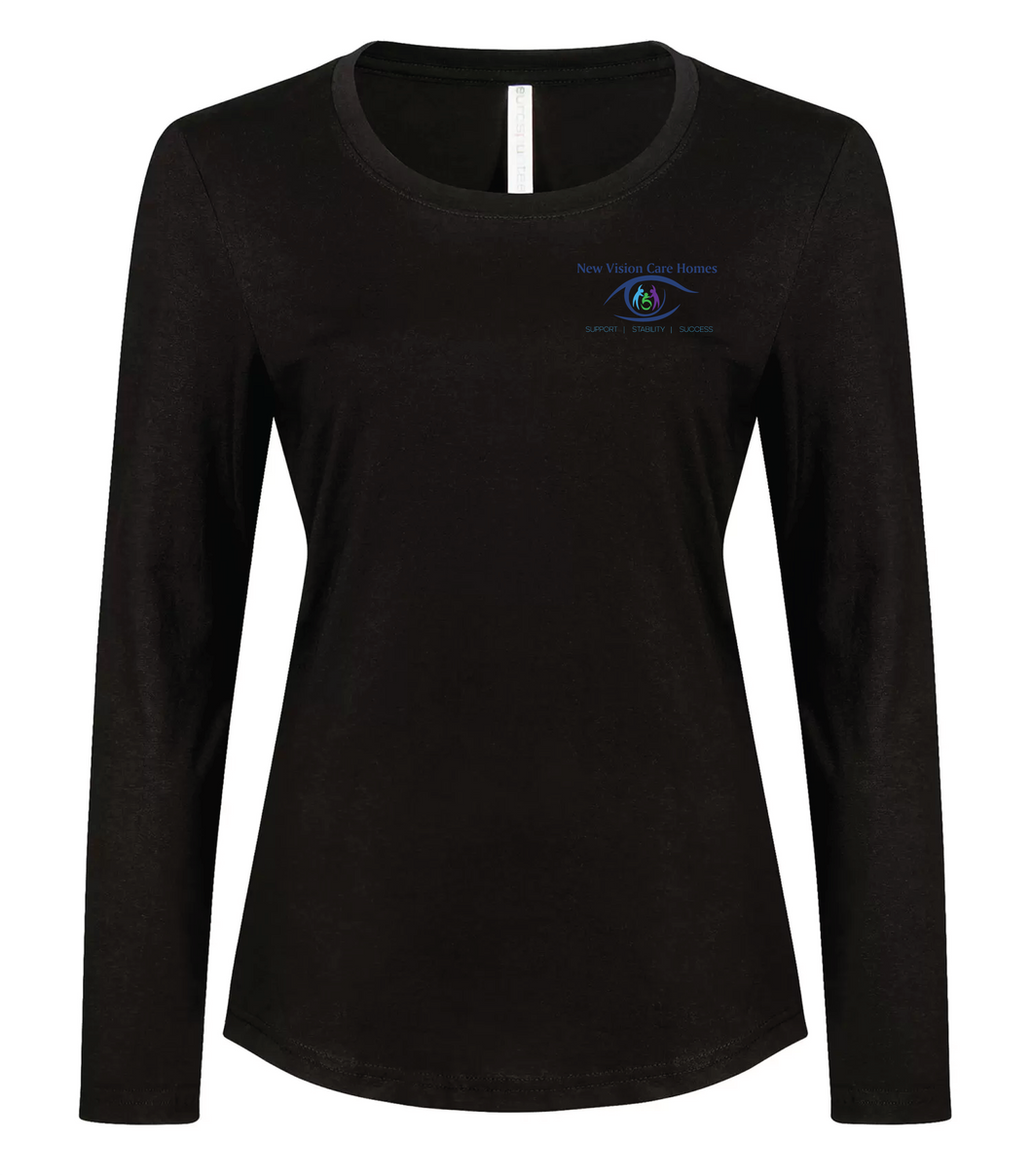New Vision RING SPUN LONG SLEEVE LADIES' TEE (Left Chest or Full Front Logo)