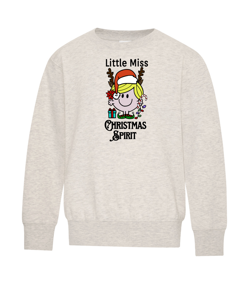 Little Miss Christmas Spirit Youth Crewneck