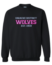 Load image into Gallery viewer, Wolves Twill Embroidered Adult Crewneck Sweatshirt
