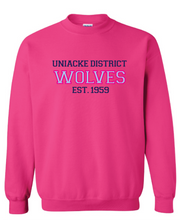 Load image into Gallery viewer, Wolves Twill Embroidered Adult Crewneck Sweatshirt
