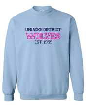 Load image into Gallery viewer, Wolves Twill Embroidered Adult Crewneck Sweatshirt
