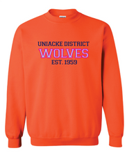 Load image into Gallery viewer, Wolves Twill Embroidered Adult Crewneck Sweatshirt
