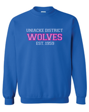Load image into Gallery viewer, Wolves Twill Embroidered Adult Crewneck Sweatshirt
