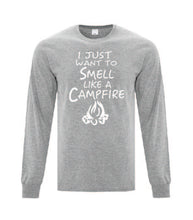 Load image into Gallery viewer, Smell Like A Campfire White Letters Long Sleeves

