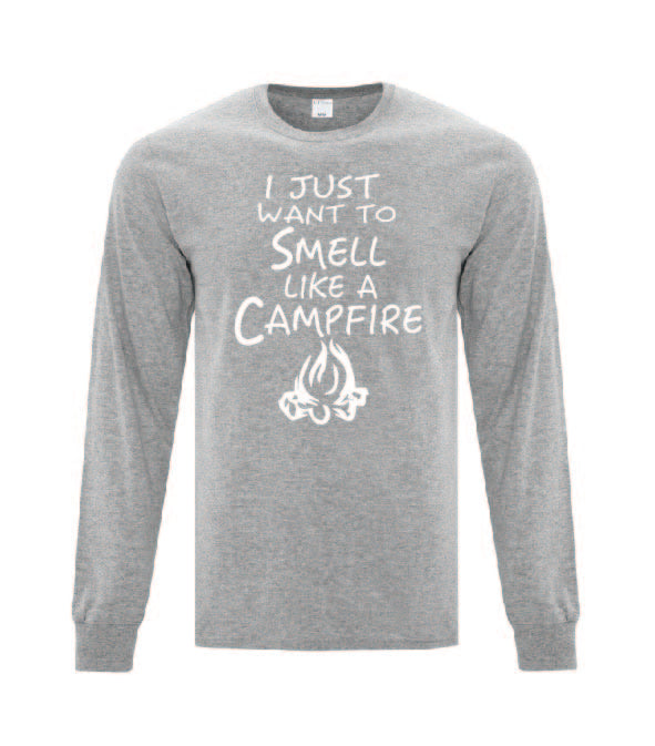 Smell Like A Campfire White Letters Long Sleeves