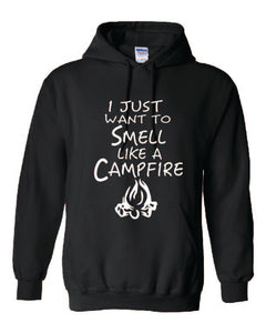 Smell Like A Campfire Hoodies Youth White Letters
