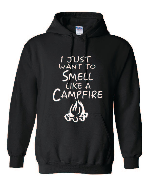 Smell Like A Campfire Hoodies Youth White Letters