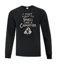 Load image into Gallery viewer, Smell Like A Campfire White Letters Long Sleeves
