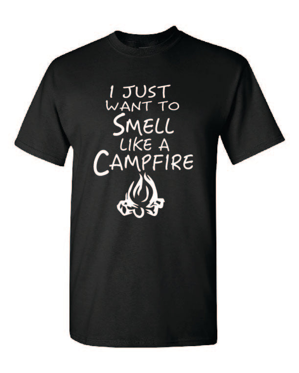 Smell Like A Campfire T-shirts Youth White Letters