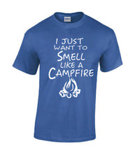 Load image into Gallery viewer, Smell Like A Campfire T-shirts Youth White Letters
