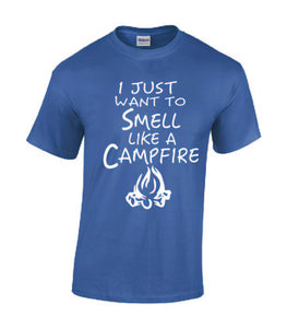 Smell Like A Campfire T-shirts Youth White Letters