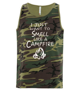 Smell Like A Campfire Tanks White Letters