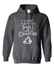 Load image into Gallery viewer, Smell Like A Campfire Hoodies Youth White Letters
