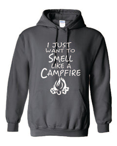 Smell Like A Campfire Hoodies Youth White Letters