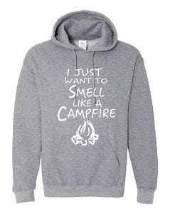Smell Like A Campfire Hoodies Youth White Letters
