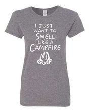 Load image into Gallery viewer, Smell Like A Campfire Ladies T-shirts White Letters
