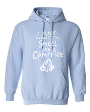 Load image into Gallery viewer, Smell Like A Campfire Hoodies Youth White Letters
