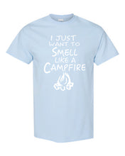 Load image into Gallery viewer, Smell Like A Campfire T-shirts White Letters
