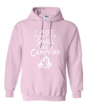 Load image into Gallery viewer, Smell Like A Campfire Hoodies Youth White Letters
