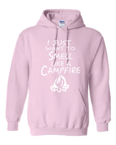 Smell Like A Campfire Hoodies Youth White Letters