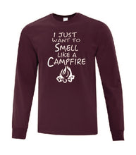 Load image into Gallery viewer, Smell Like A Campfire White Letters Long Sleeves
