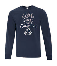 Load image into Gallery viewer, Smell Like A Campfire White Letters Long Sleeves

