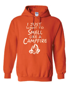 Smell Like A Campfire Hoodies Youth White Letters
