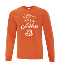 Load image into Gallery viewer, Smell Like A Campfire White Letters Long Sleeves
