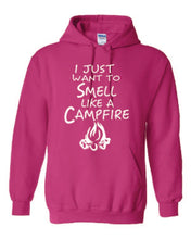 Load image into Gallery viewer, Smell Like A Campfire Hoodies Youth White Letters
