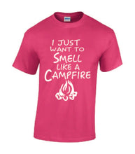 Load image into Gallery viewer, Smell Like A Campfire T-shirts Youth White Letters
