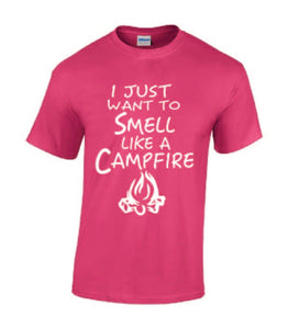 Smell Like A Campfire T-shirts Youth White Letters