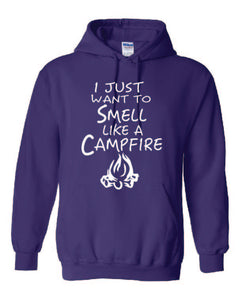 Smell Like A Campfire Hoodies Youth White Letters