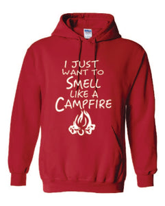 Smell Like A Campfire Hoodies Youth White Letters