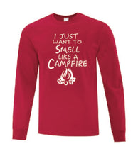 Load image into Gallery viewer, Smell Like A Campfire White Letters Long Sleeves
