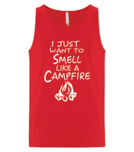 Smell Like A Campfire Tanks White Letters