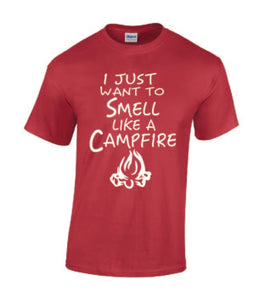 Smell Like A Campfire T-shirts White Letters