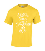 Load image into Gallery viewer, Smell Like A Campfire T-shirts Youth White Letters
