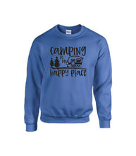 Load image into Gallery viewer, Camping Is My Happy Place Crewnecks
