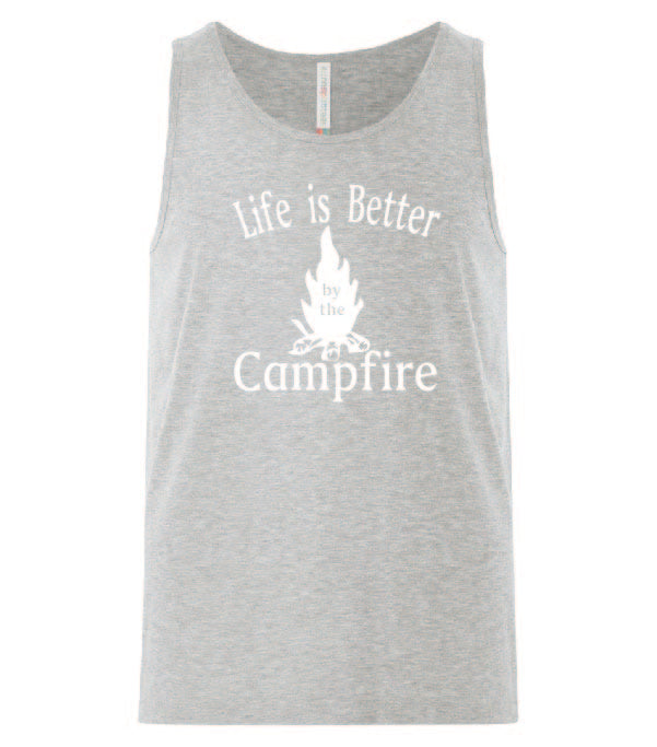 Life Is Better By The Campfire Tanks White Letters