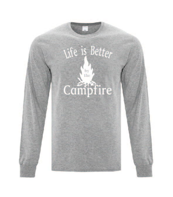 Life Is Better By The Campfire White Letters Long Sleeves