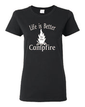 Load image into Gallery viewer, Life Is Better By The Campfire Ladies T-shirt White Letters
