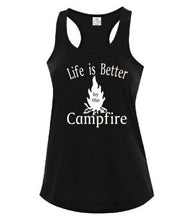 Load image into Gallery viewer, Life Is Better By The Campfire Ladies Tanks White Letters
