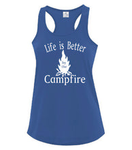 Load image into Gallery viewer, Life Is Better By The Campfire Ladies Tanks White Letters
