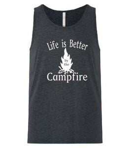 Life Is Better By The Campfire Tanks White Letters