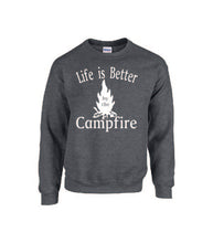 Load image into Gallery viewer, Life Is Better By The Campfire Crewnecks White Letters
