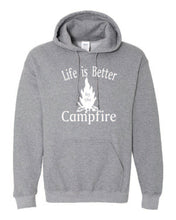 Load image into Gallery viewer, Life Is Better By The Campfire Youth Hoodies White Letters
