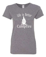 Load image into Gallery viewer, Life Is Better By The Campfire Ladies T-shirt White Letters
