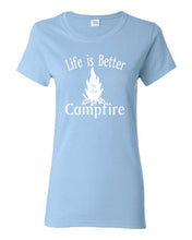 Load image into Gallery viewer, Life Is Better By The Campfire Ladies T-shirt White Letters

